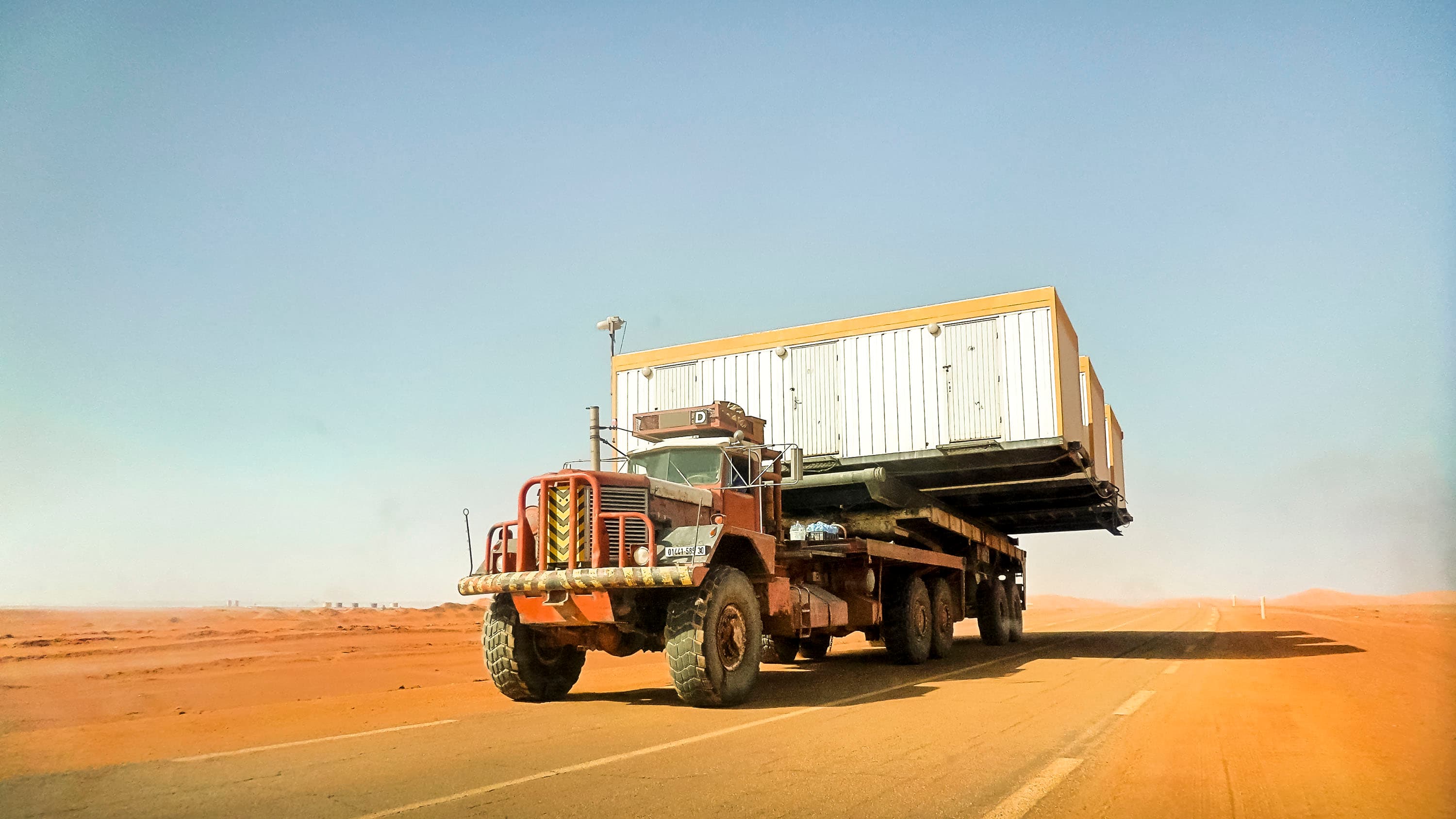 Kenworth 963 transporting an oversized load near In Amenas, Algeria