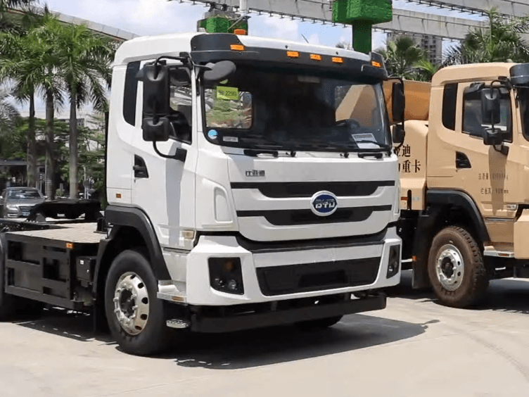 BYD 8TT electric tractor at BYD headquarters in Shenzhen